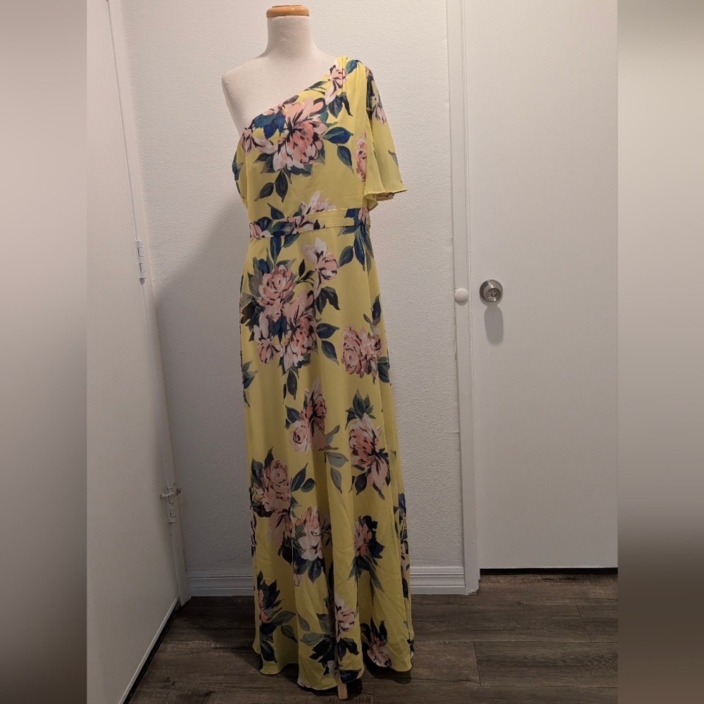 Eliza J Floral Yellow Maxi Dress Size 14 - Picture 5 of 6